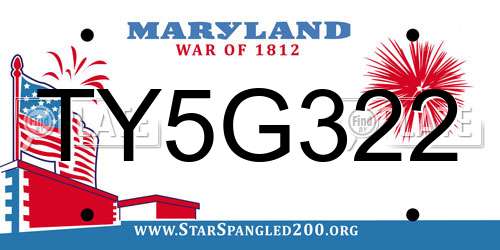 TY5G322 Maryland License Plate