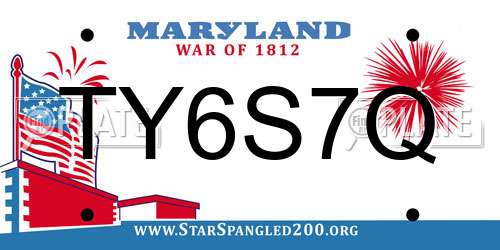 TY6S7Q Maryland License Plate