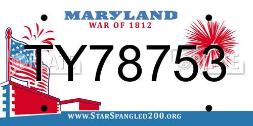 TY78753 Maryland License Plate
