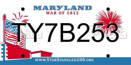 TY7B253 Maryland License Plate