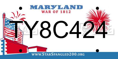 TY8C424 Maryland License Plate