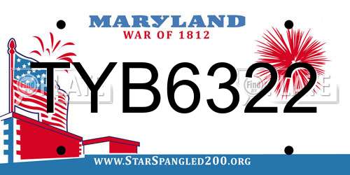 TYB6322 Maryland License Plate
