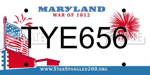 TYE656 Maryland License Plate