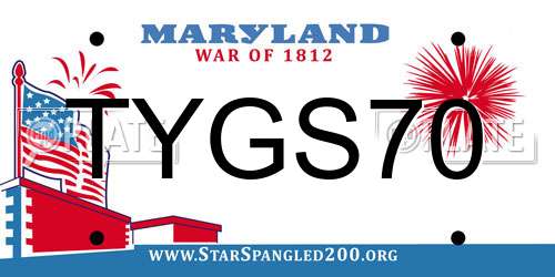 TYGS70 Maryland License Plate