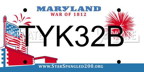 TYK32B Maryland License Plate