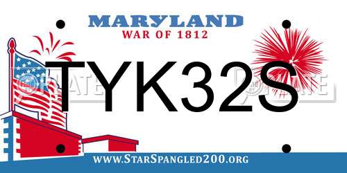 TYK32S Maryland License Plate