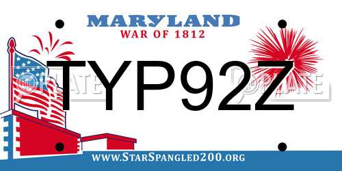 TYP92Z Maryland License Plate