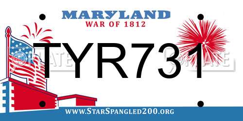 TYR731 Maryland License Plate