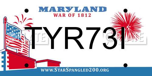 TYR73I Maryland License Plate