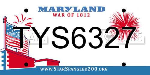 TYS6327 Maryland License Plate