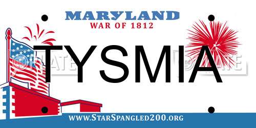 TYSMIA Maryland License Plate