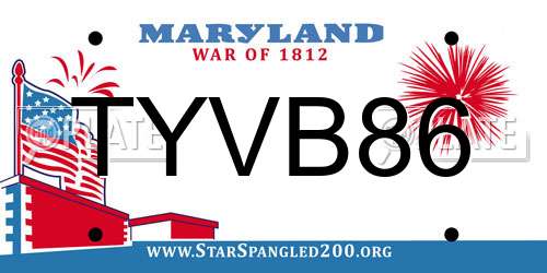 TYVB86 Maryland License Plate