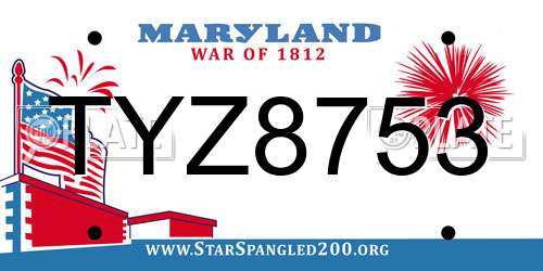 TYZ8753 Maryland License Plate