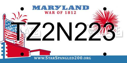 TZ2N223 Maryland License Plate