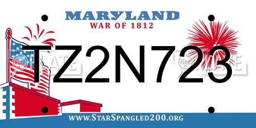 TZ2N723 Maryland License Plate