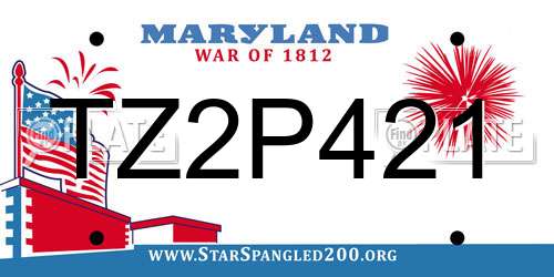TZ2P421 Maryland License Plate