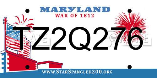 TZ2Q276 Maryland License Plate