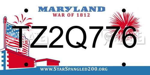 TZ2Q776 Maryland License Plate