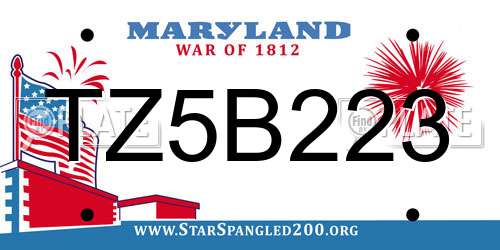 TZ5B223 Maryland License Plate