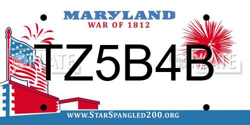 TZ5B4B Maryland License Plate