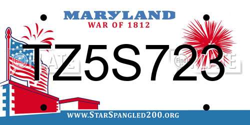 TZ5S723 Maryland License Plate
