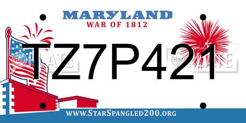 TZ7P421 Maryland License Plate
