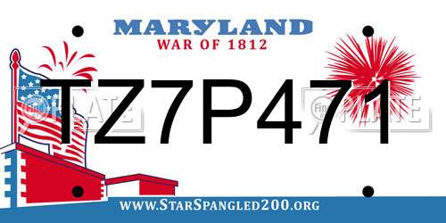 TZ7P471 Maryland License Plate