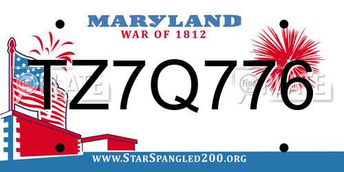TZ7Q776 Maryland License Plate