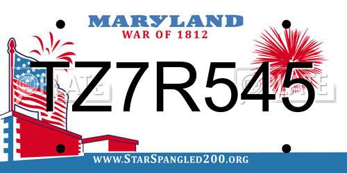 TZ7R545 Maryland License Plate