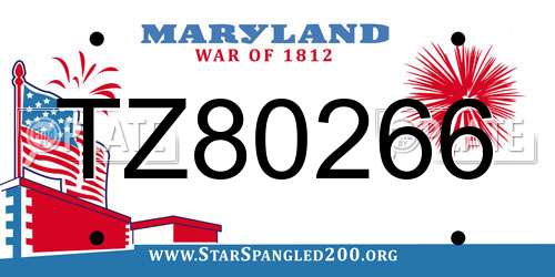 TZ80266 Maryland License Plate