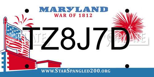 TZ8J7D Maryland License Plate