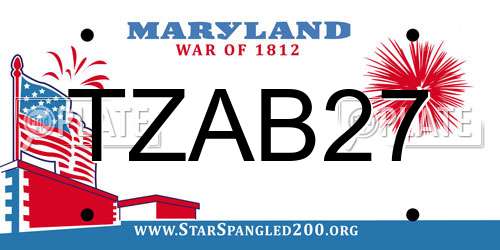 TZAB27 Maryland License Plate