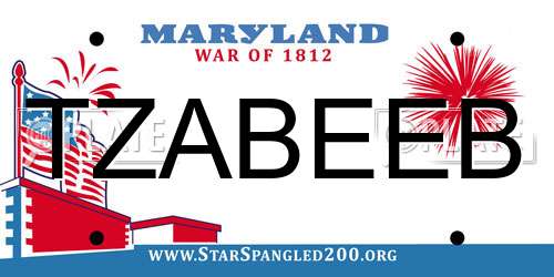 TZABEEB Maryland License Plate