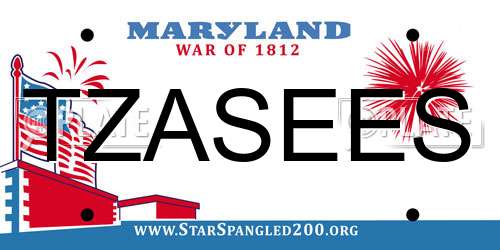 TZASEES Maryland License Plate