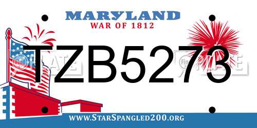 TZB5273 Maryland License Plate