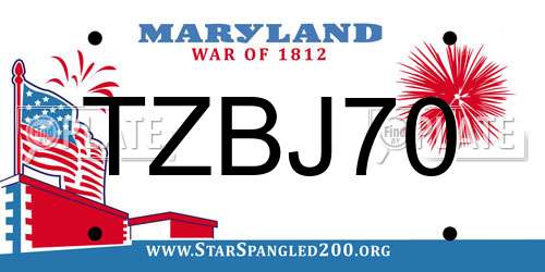 TZBJ70 Maryland License Plate