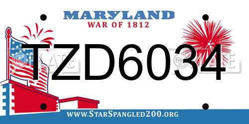 TZD6034 Maryland License Plate
