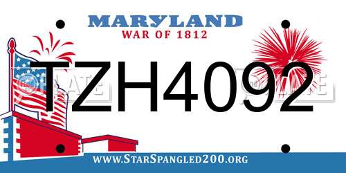 TZH4092 Maryland License Plate
