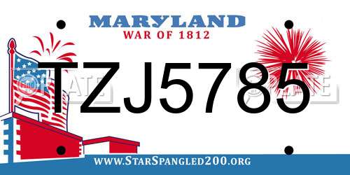TZJ5785 Maryland License Plate