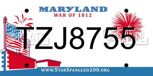 TZJ8755 Maryland License Plate
