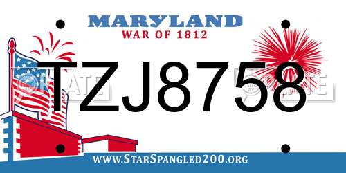 TZJ8758 Maryland License Plate