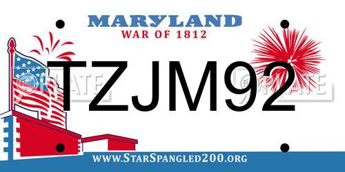 TZJM92 Maryland License Plate