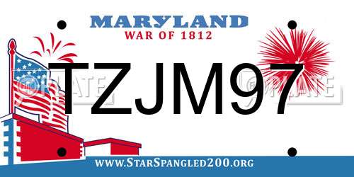 TZJM97 Maryland License Plate