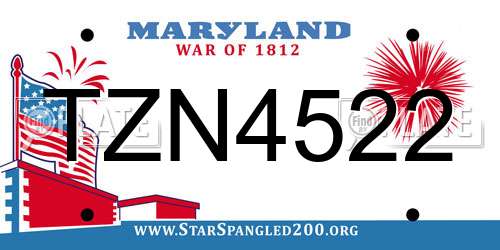 TZN4522 Maryland License Plate