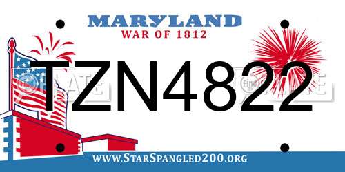TZN4822 Maryland License Plate
