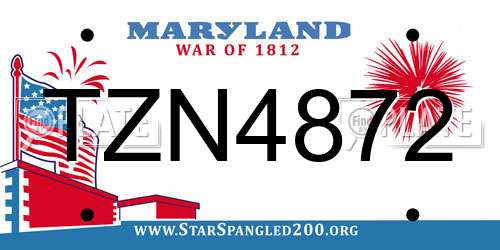 TZN4872 Maryland License Plate