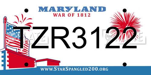 TZR3122 Maryland License Plate