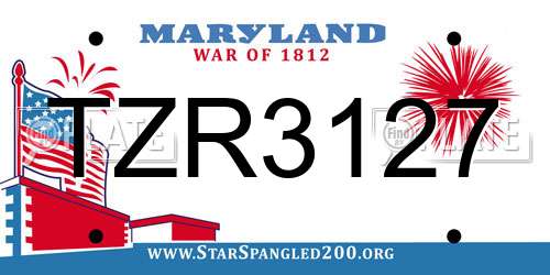TZR3127 Maryland License Plate