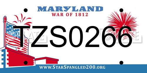 TZS0266 Maryland License Plate