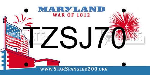 TZSJ70 Maryland License Plate